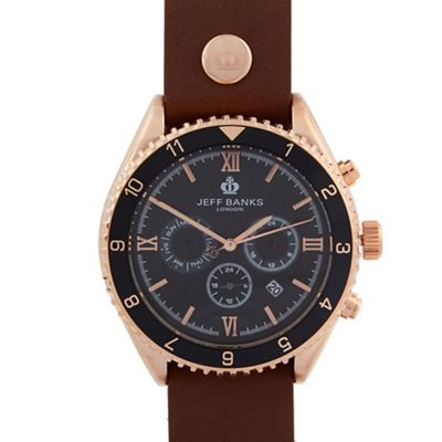Designer men's black chronograph watch